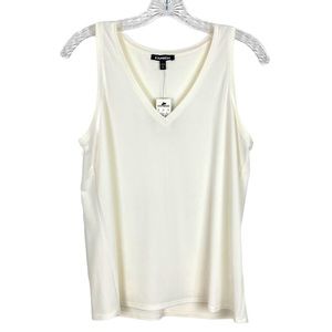 EXPRESS Sleeveless V-Neck Ivory Shell Top, NWT, S